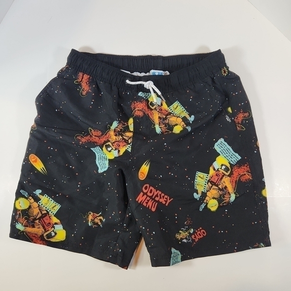 GAILANG Surf Club Mens 35 Black Lined Polyester Shorts Swim Trunks Drawstring - Picture 1 of 10
